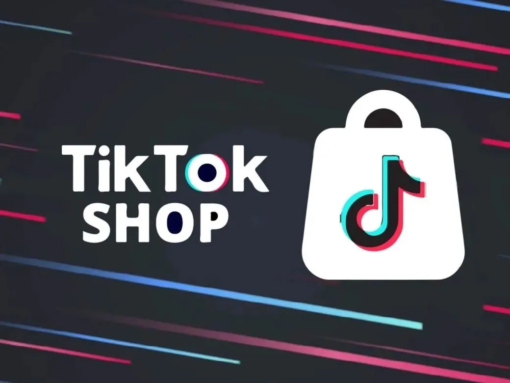 Sacola do TikTok Shop em fundo tecnológico